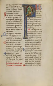 Inhabited Initial P; New Testament, late 12th century. Creator: Unknown