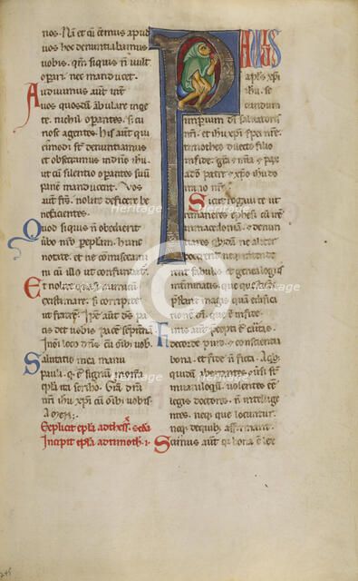 Inhabited Initial P; New Testament, late 12th century. Creator: Unknown.