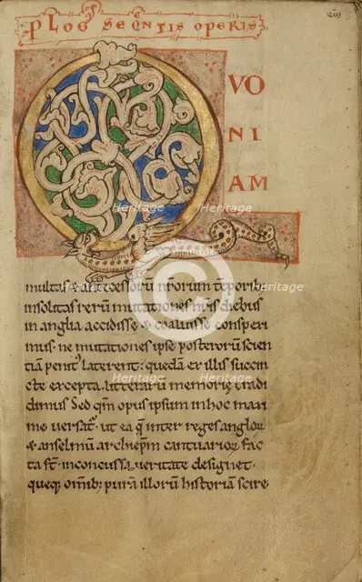 Inhabited Initial Q, about 1140-1150. Creator: Unknown.