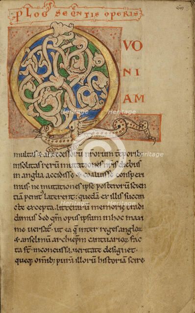 Inhabited Initial Q, about 1140-1150. Creator: Unknown.