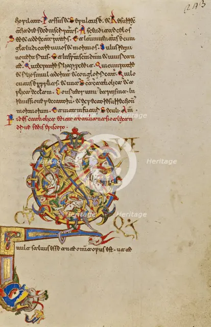 Inhabited Initial Q; Breviary, 1153. Creator: Unknown.