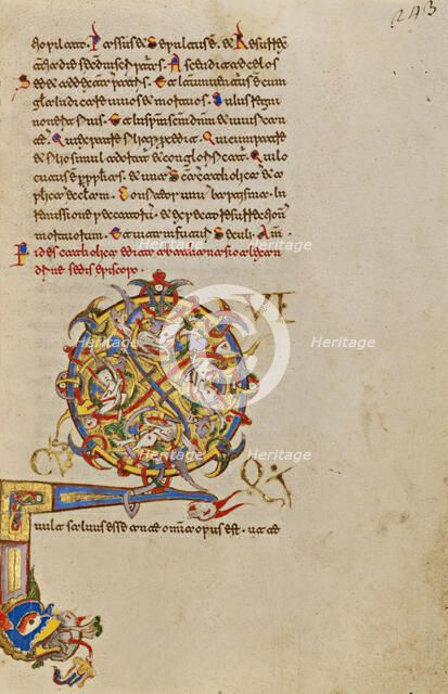 Inhabited Initial Q; Breviary, 1153. Creator: Unknown.