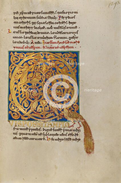 Inhabited Initial Q; Breviary, 1153. Creator: Unknown.