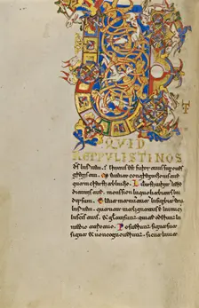 Inhabited Initial U; Breviary, 1153. Creator: Unknown