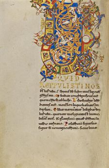 Inhabited Initial U; Breviary, 1153. Creator: Unknown