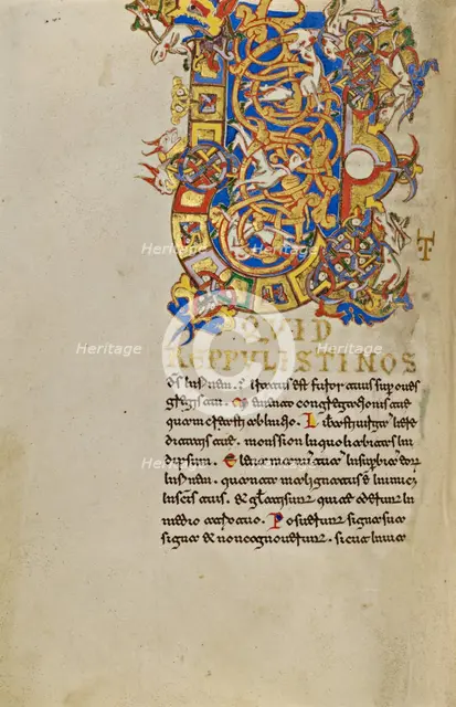 Inhabited Initial U; Breviary, 1153. Creator: Unknown.