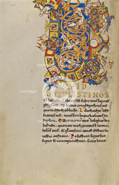 Inhabited Initial U; Breviary, 1153. Creator: Unknown.