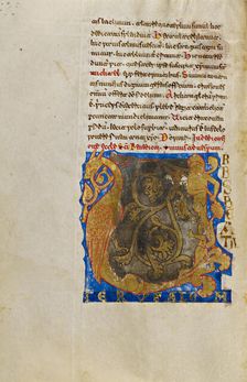 Inhabited Initial U; Breviary, 1153. Creator: Unknown