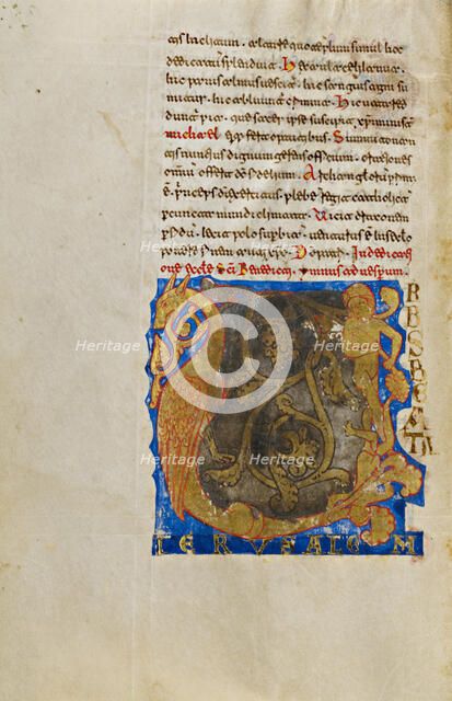 Inhabited Initial U; Breviary, 1153. Creator: Unknown.
