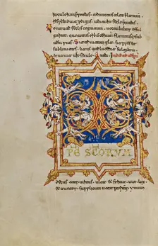 Inhabited Initial X; Breviary, 1153. Creator: Unknown