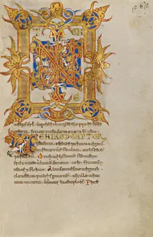 Inhabited Initials IN; Breviary, 1153. Creator: Unknown