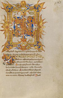 Inhabited Initials IN; Breviary, 1153. Creator: Unknown