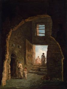 Inhabited Ruins, 1790. Creator: Hubert Robert