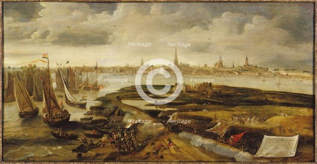 Íñigo de Borja repulses a Dutch force attempting a landing near Antwerp, 17 May 1605, c. 1640. Creator: Peeters, Bonaventura, the Elder (1614-1652).