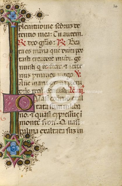 Inital C: The Annunciation to the Shepherds; Bute Psalter, text and illumination about 1285. Creator: Bute Master.