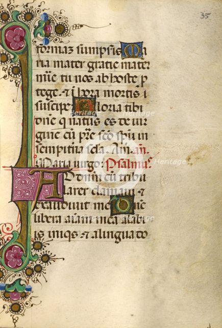 Inital D: A Partially Nude Saint Wrings his Hands; Bute Psalter, text and illumination about 1285. Creator: Bute Master.