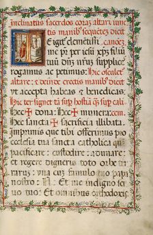 Initial T: A Priest Celebrating Mass; Missal of Bishop Antonio Scarampi, 1567. Creator: Fra Vincentius a Fundis