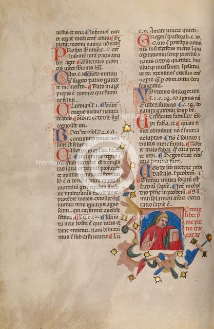 Initial T: Bust Portrait of a Young Man; Compendium moralium notabilium, early 15th century. Creator: Cristoforo Cortese.