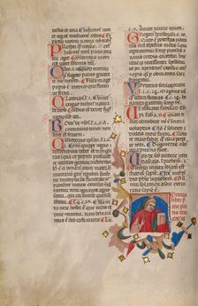 Initial T: Bust Portrait of a Young Man; Compendium moralium notabilium, early 15th century. Creator: Cristoforo Cortese