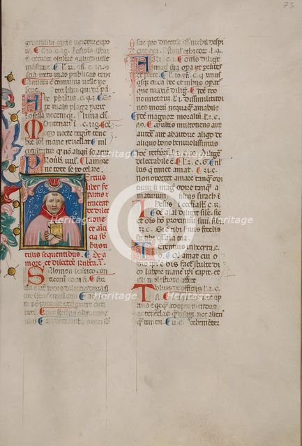 Initial T: Bust Portrait of a Bald-Headed Man; Compendium moralium notabilium, early 15th century. Creator: Cristoforo Cortese.