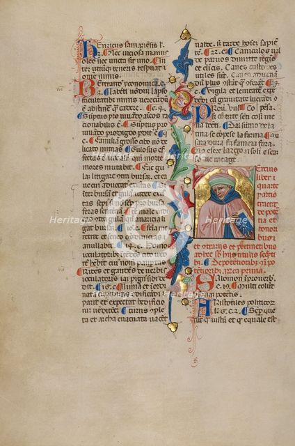 Initial T: Bust Portrait of a Man; Compendium moralium notabilium, early 15th century. Creator: Cristoforo Cortese.
