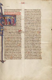 Initial T: Clerics, Nobles, and Peasants Standing before a King; Vidal Mayor, about 1290-1310. Creator: Unknown