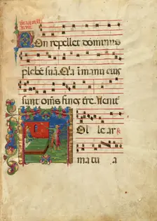 Initial T: Isaac and Esau, about 1455-1461. Creator: Franco dei Russi