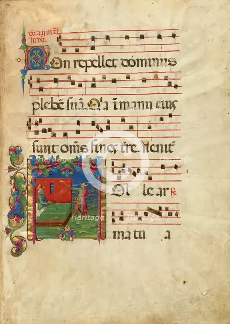 Initial T: Isaac and Esau, about 1455-1461. Creator: Franco dei Russi.