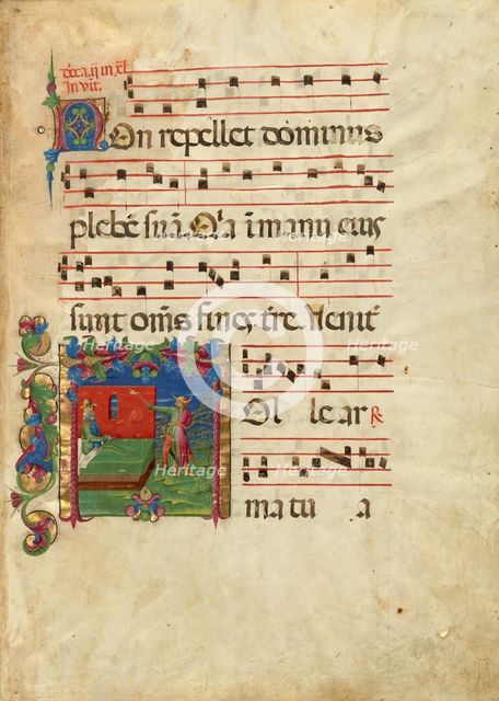 Initial T: Isaac and Esau, about 1455-1461. Creator: Franco dei Russi.
