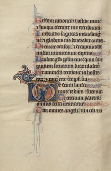 Initial T: Two Angels Kneeling in Prayer; Bute Psalter, text and illumination about 1285. Creator: Bute Master