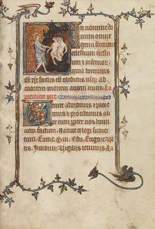Initial T: Two Angels Kneeling in Prayer; Bute Psalter, text and illumination about 1285. Creator: Bute Master