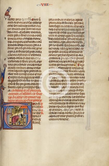 Initial T: Two Men Digging; Vidal Mayor, about 1290-1310. Creator: Unknown.