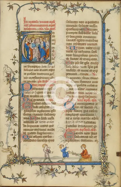 Initial T: The Twelve Apostles; Breviary, about 1320-1325. Creator: Unknown.