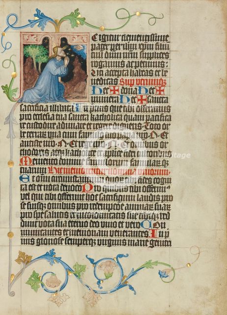 Initial T: The Agony in the Garden; Collegium Ducale, about 1420-1430. Creator: Master Michael.