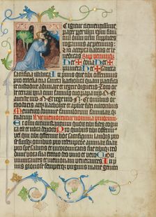 Initial T: The Agony in the Garden; Collegium Ducale, about 1420-1430. Creator: Master Michael