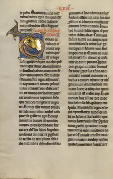Initial T: The Blinding of Tobit; Marquette Bible, about 1270. Creator: Unknown