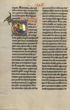 Initial T: The Blinding of Tobit; Marquette Bible, about 1270. Creator: Unknown