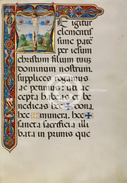 Initial T: The Crucifixion, about 1520. Creator: Matteo da Milano.