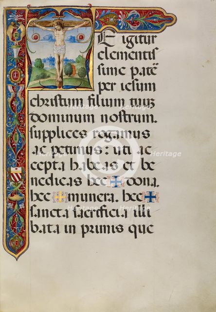 Initial T: The Crucifixion, about 1520. Creator: Matteo da Milano.