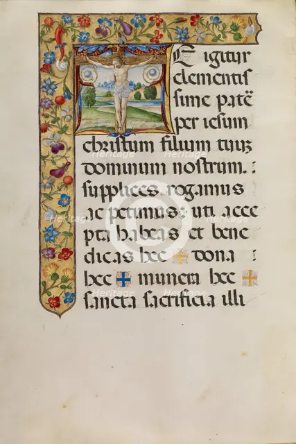 Initial T: The Crucifixion, about 1520. Creator: Matteo da Milano.