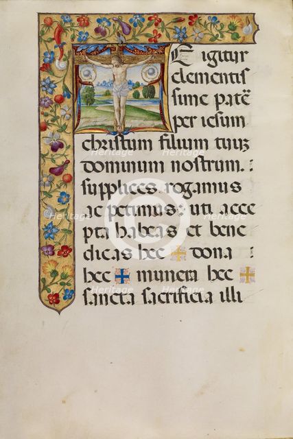 Initial T: The Crucifixion, about 1520. Creator: Matteo da Milano.