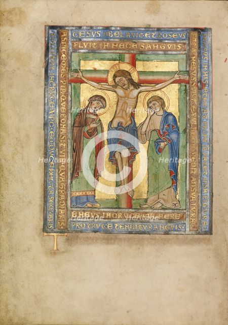 Initial T: The Crucifixion; Missal, about 1180. Creator: Unknown.