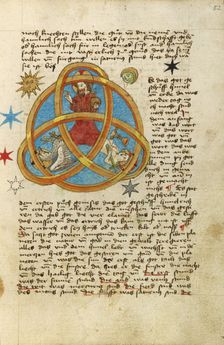 Initial U: The Holy Spirit: Initial F: A Man Kneeling in Prayer: Initial A, about 1285. Creator: Bute Master
