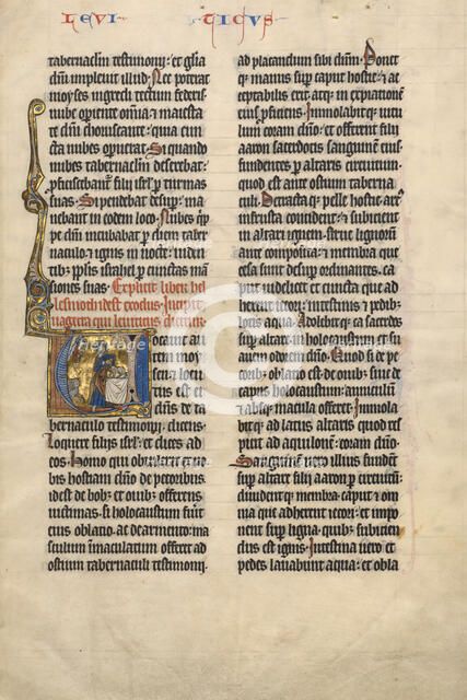 Initial V: Moses Sacrificing a Lamb, about 1260-1270. Creator: Unknown.