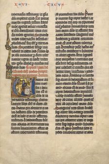 Initial V: Moses Sacrificing a Lamb, about 1260-1270. Creator: Unknown