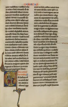 Initial V: Nehemiah before King Artaxerxes; Marquette Bible, about 1270. Creator: Unknown