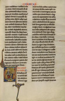 Initial V: Nehemiah before King Artaxerxes; Marquette Bible, about 1270. Creator: Unknown