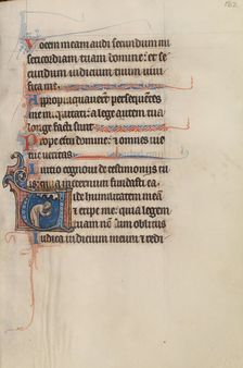Initial V: A Man Bowing in Prayer; Bute Psalter, text and illumination about 1285. Creator: Bute Master