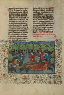 Initial V: A Man Bowing in Prayer; Bute Psalter, text and illumination about 1285. Creator: Bute Master