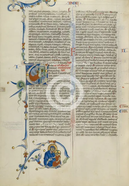 Initial V: A Prophet Writing; Abbey Bible, about 1250-1262. Creator: Unknown.